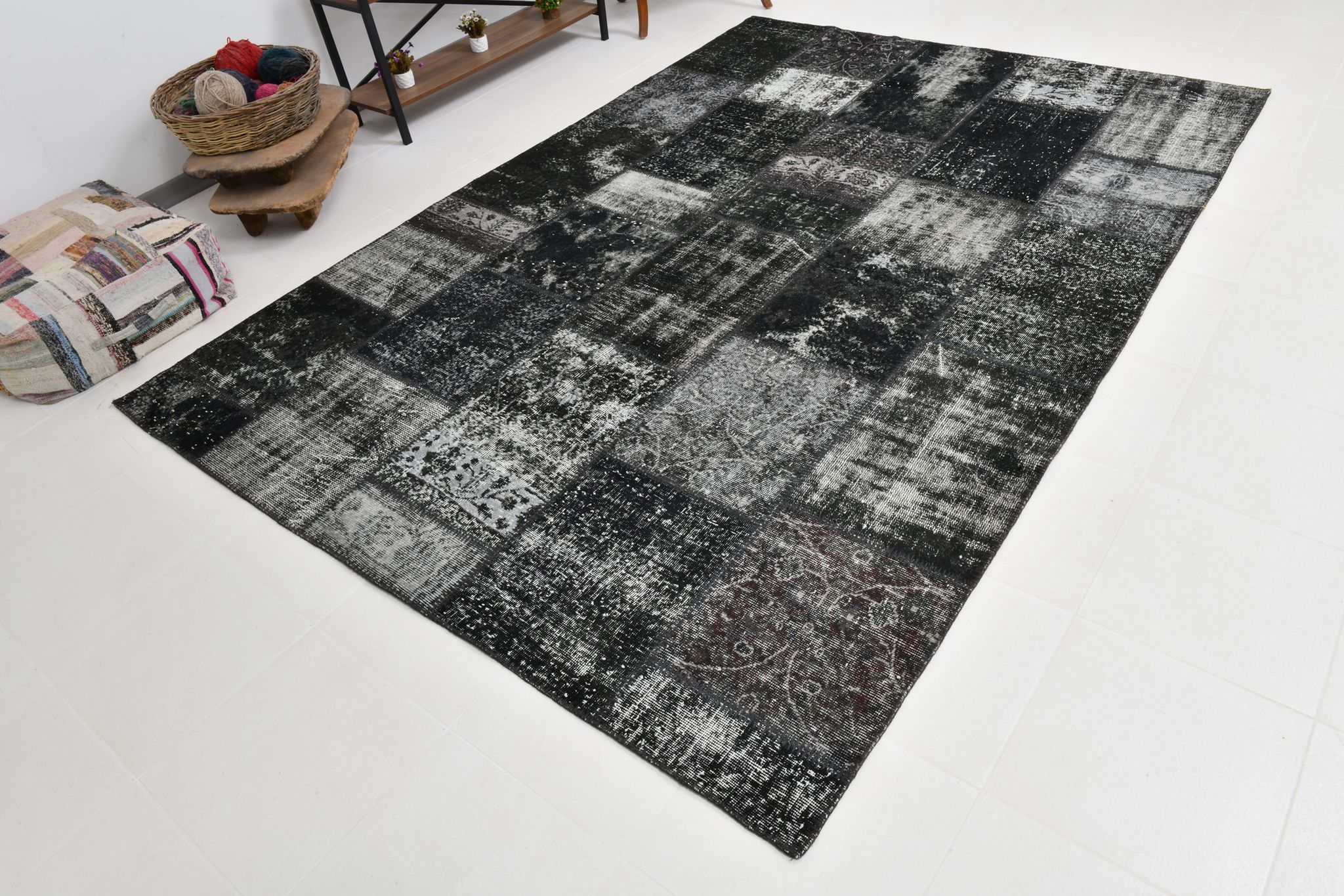 Tapis oriental blanc & noir 311x213