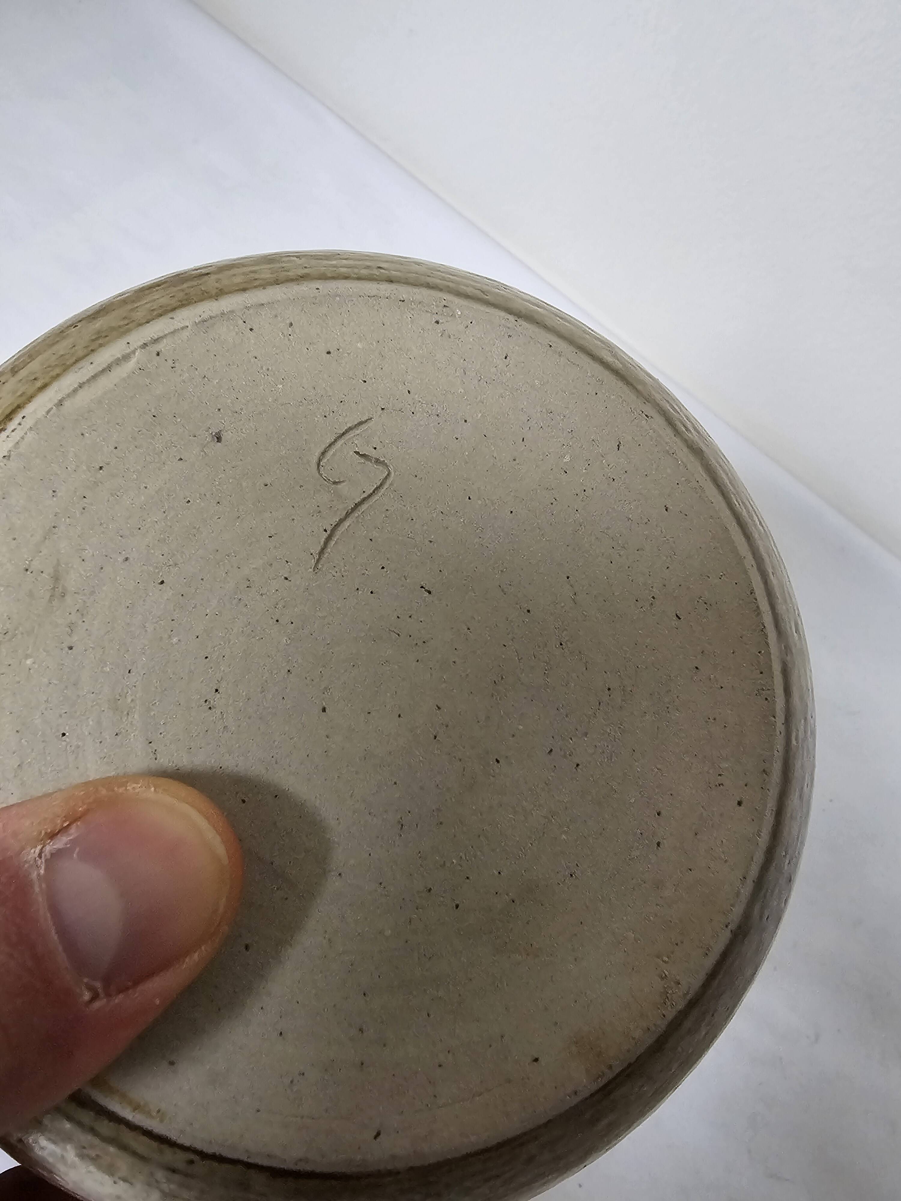 Glazed ceramic round vase signed LM (Monogram to be identified)