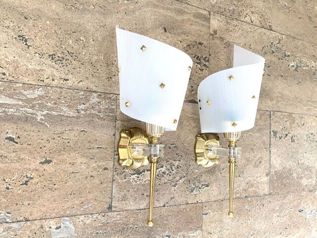 Pair of brass wall light 60s