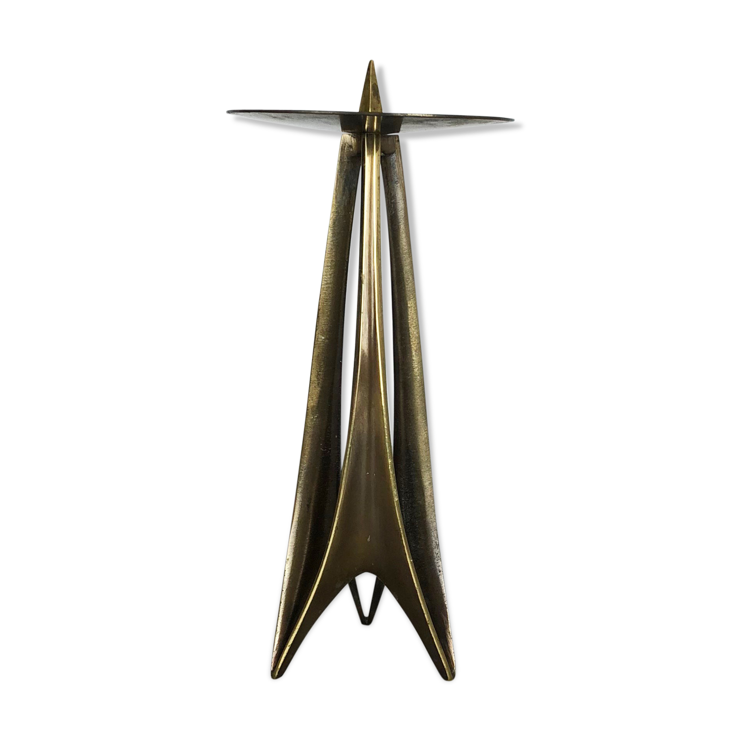 Brutalist Brass Metal Candleholder by Klaus Ullrich for Faber & Schumacher 1950s