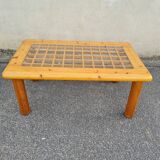 Italian coffee table in pine and glass