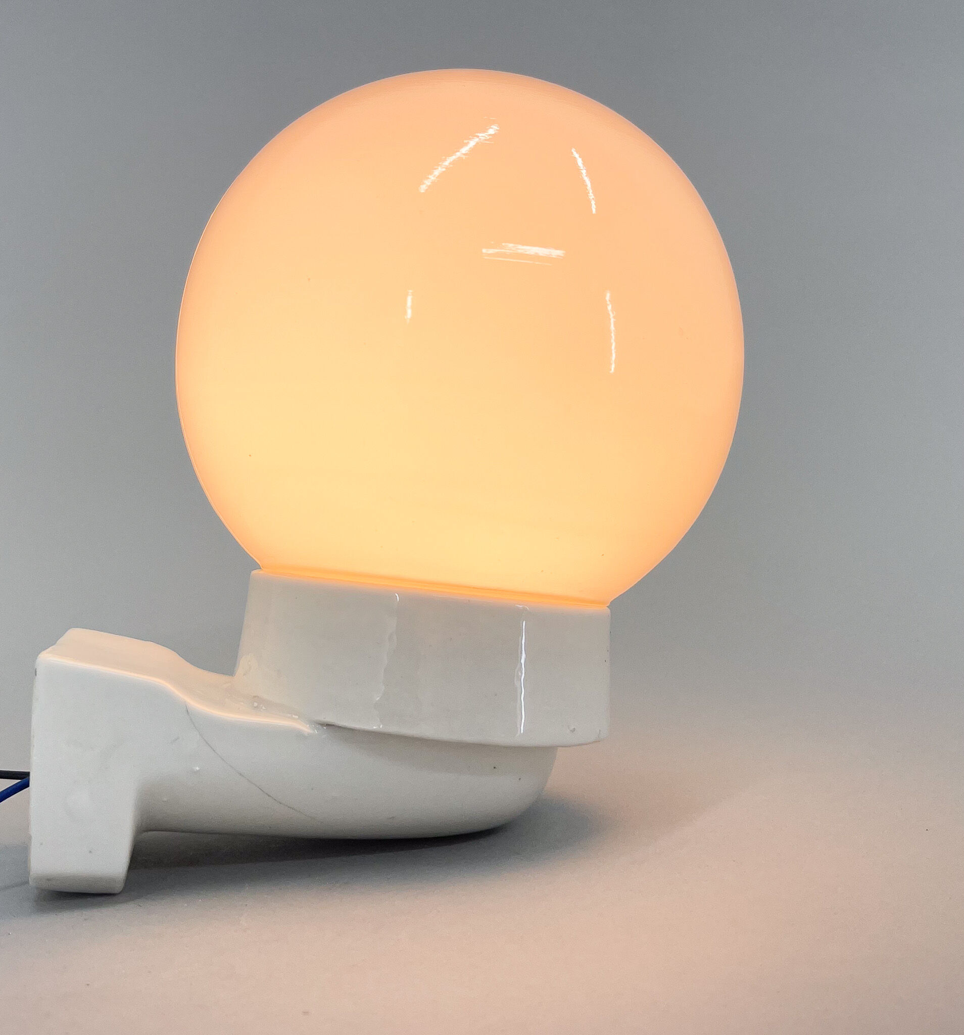 1950's Ceramic & Opaline Glass Wall Lamp, Czechoslovakia