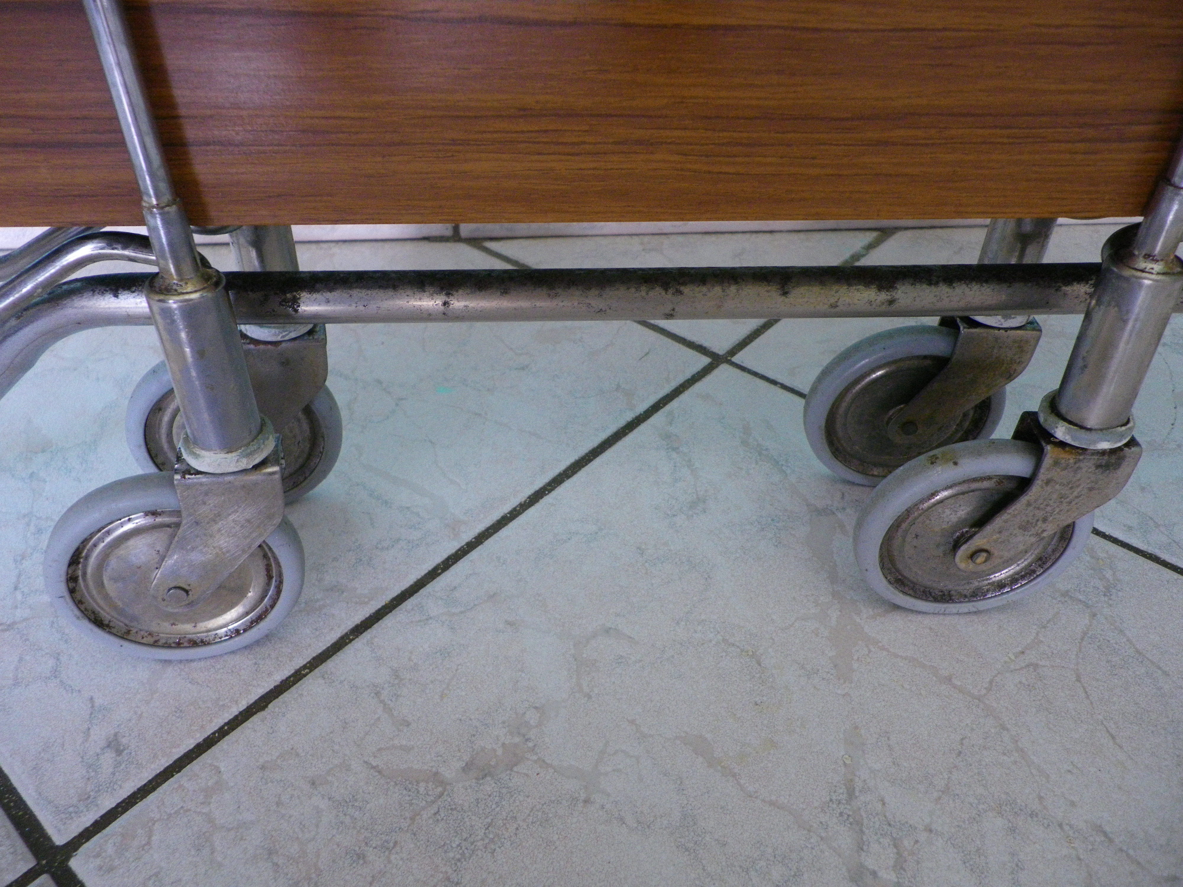 Dessert, extra furniture, folding, on wheels, formica, chrome metal, 60s