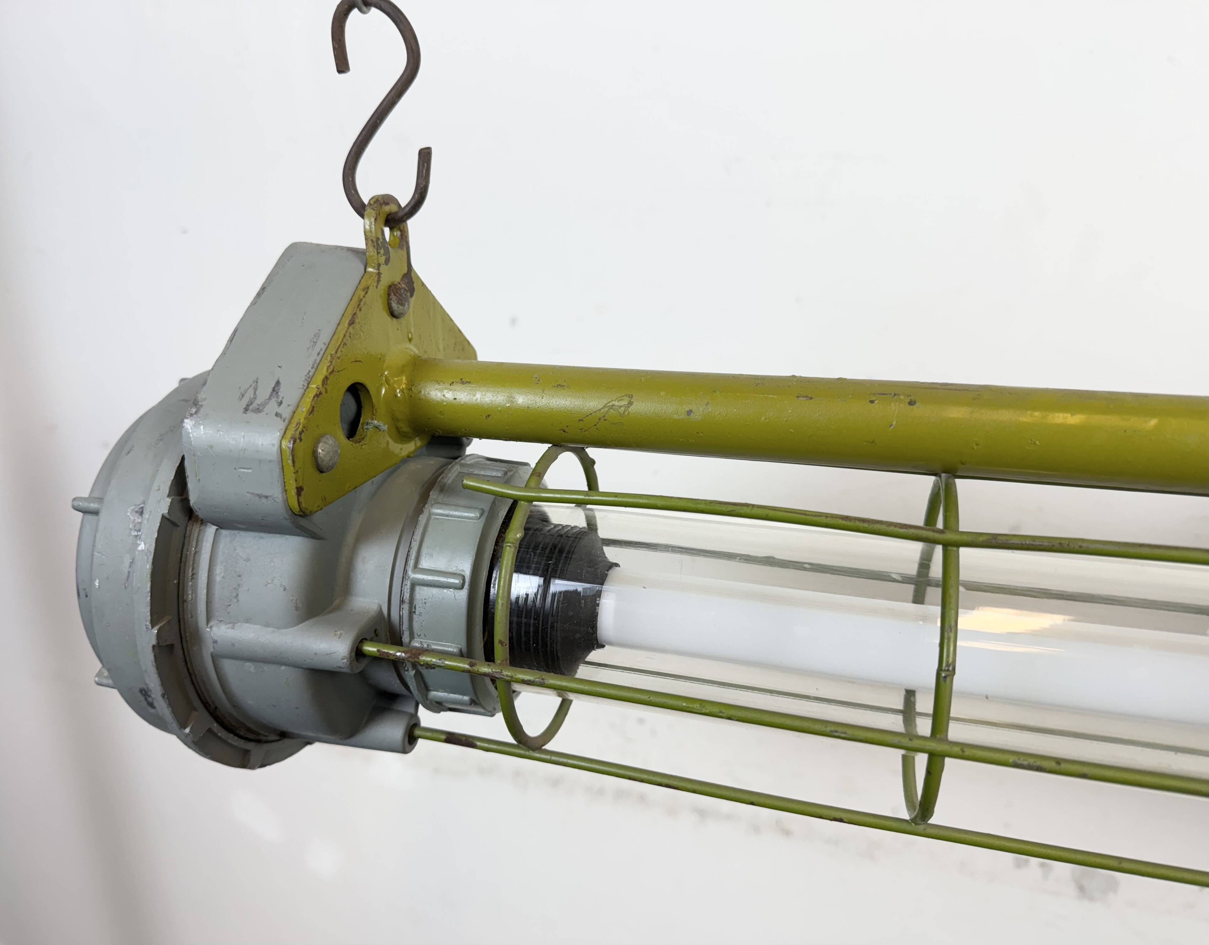 Grey Soviet Industrial Hanging Tube Light, 1970s