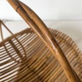 Rattan fruit basket with handle, 1970s