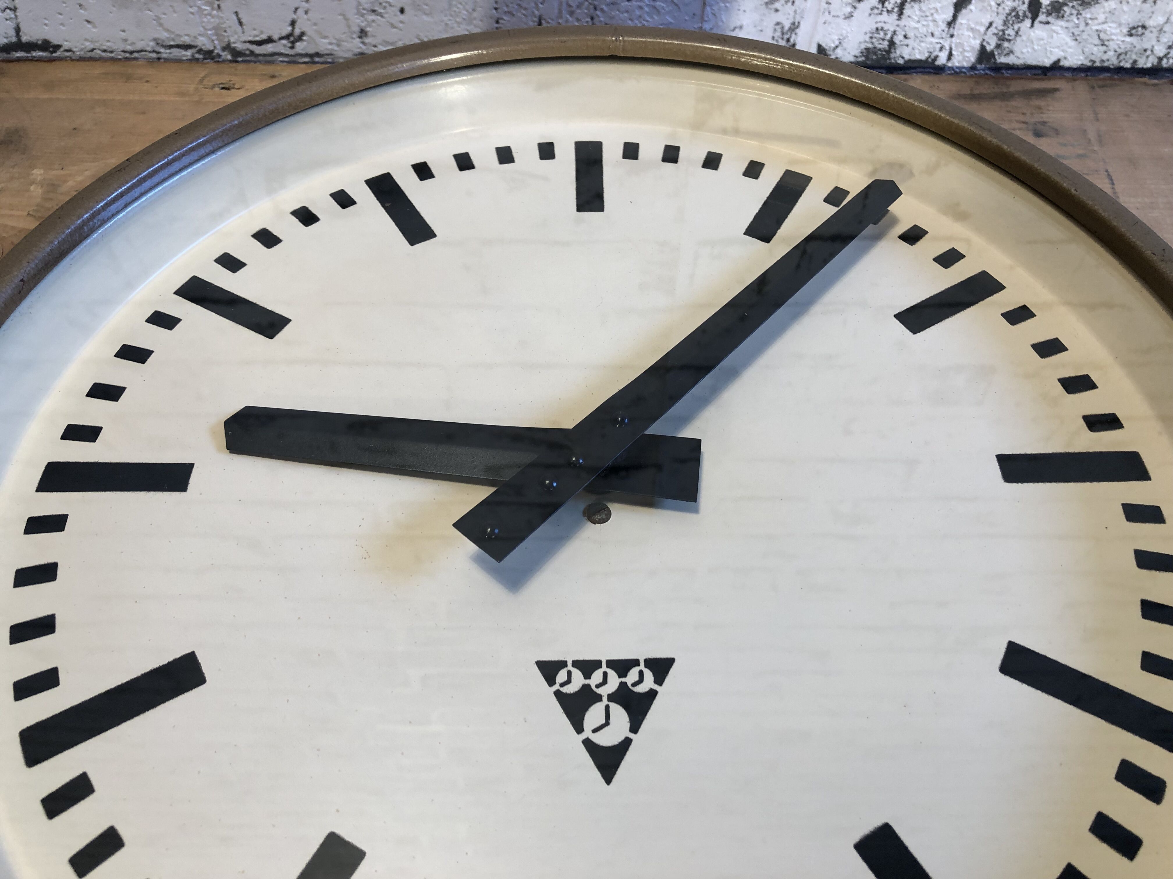 Brown Industrial Wall Clock From Pragotron, 1960s