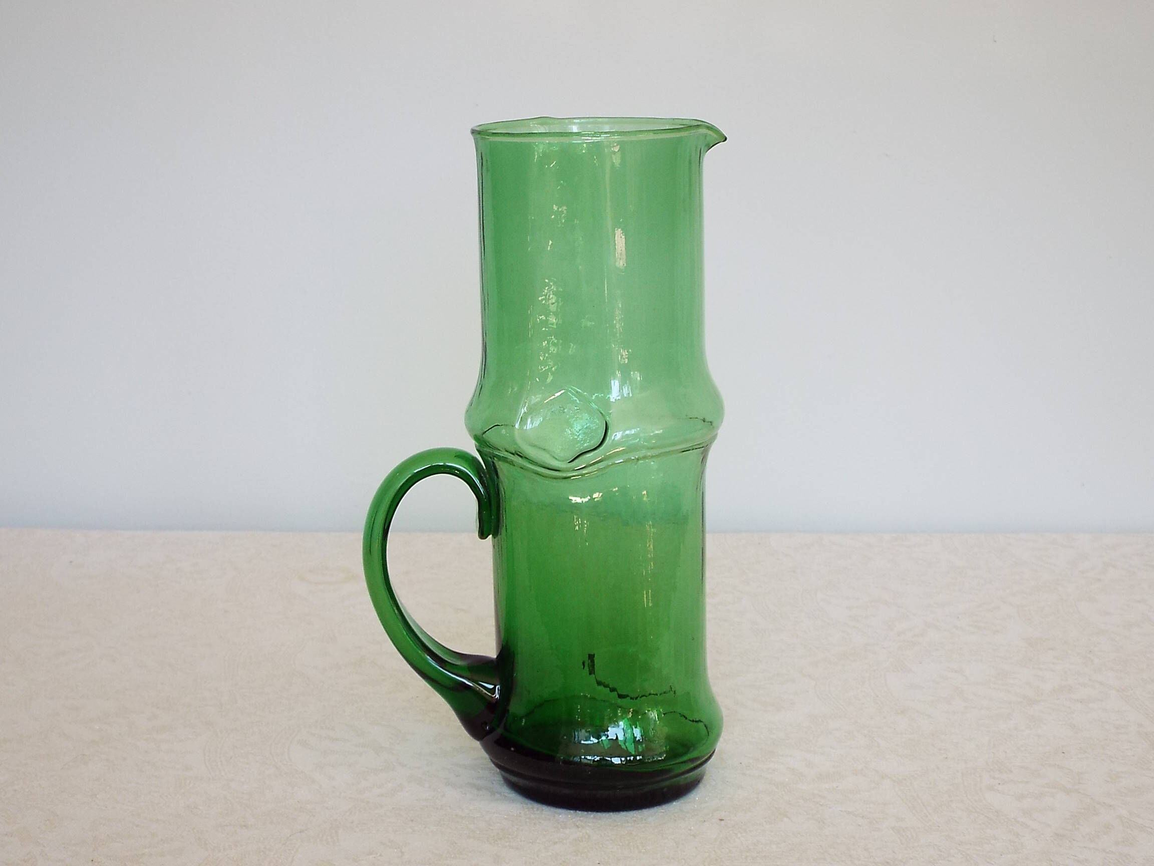 Green glass pitcher