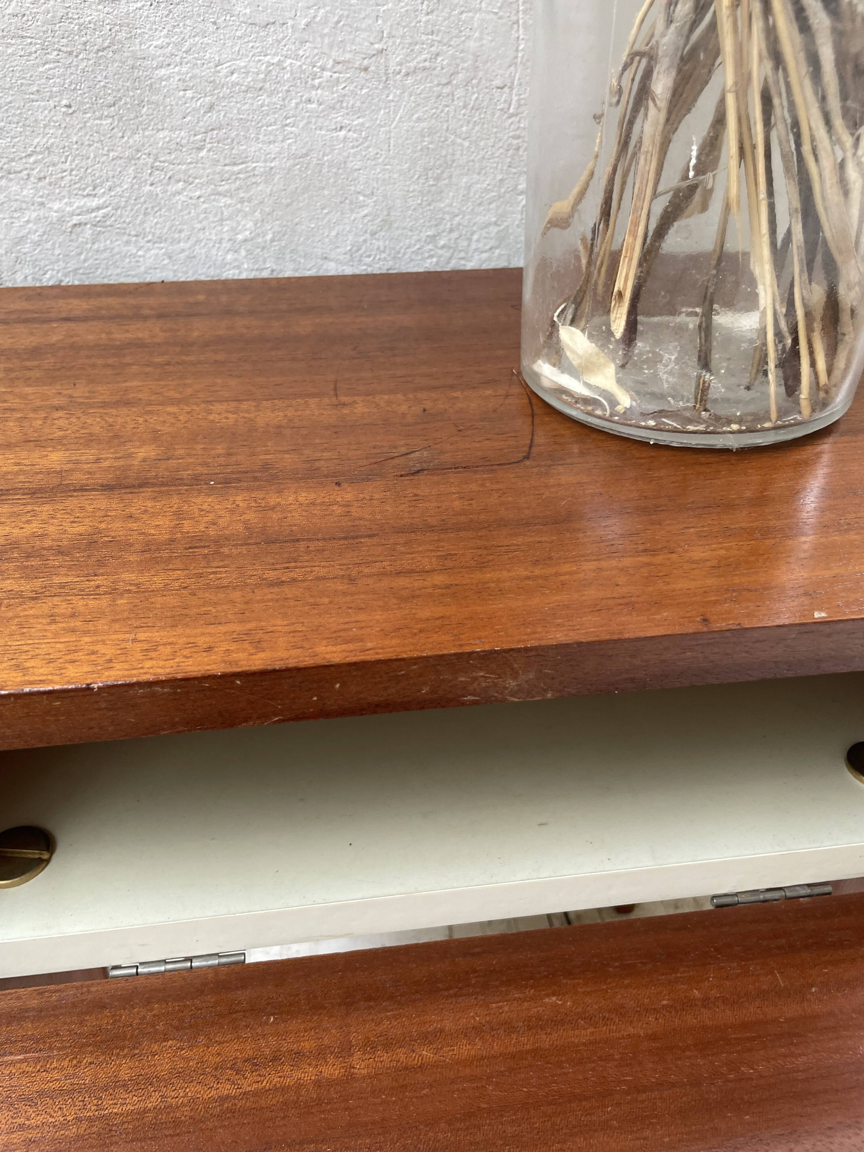 Vintage mahogany veneer bedside table