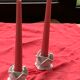 Two vintage white porcelain flower candle holders
