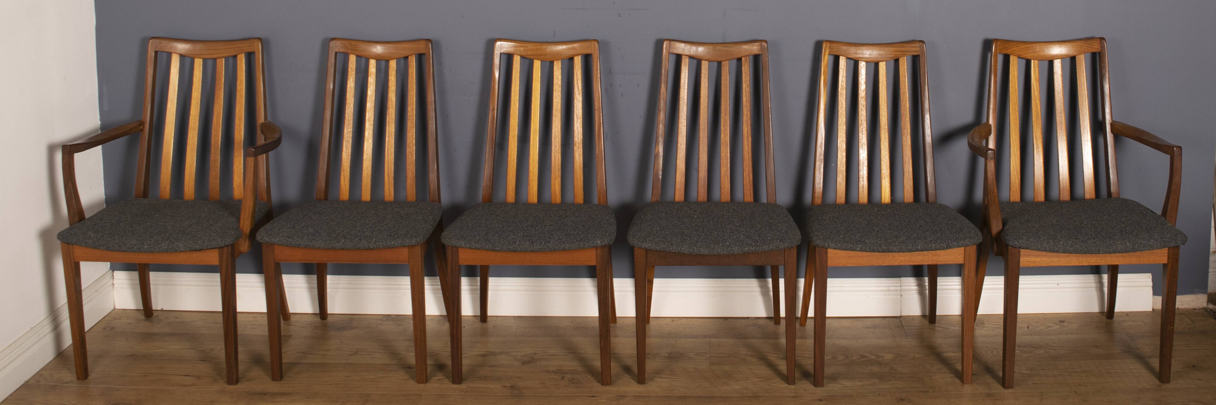 Restored teak 1960s g plan retro extending dining table & 6 chairs