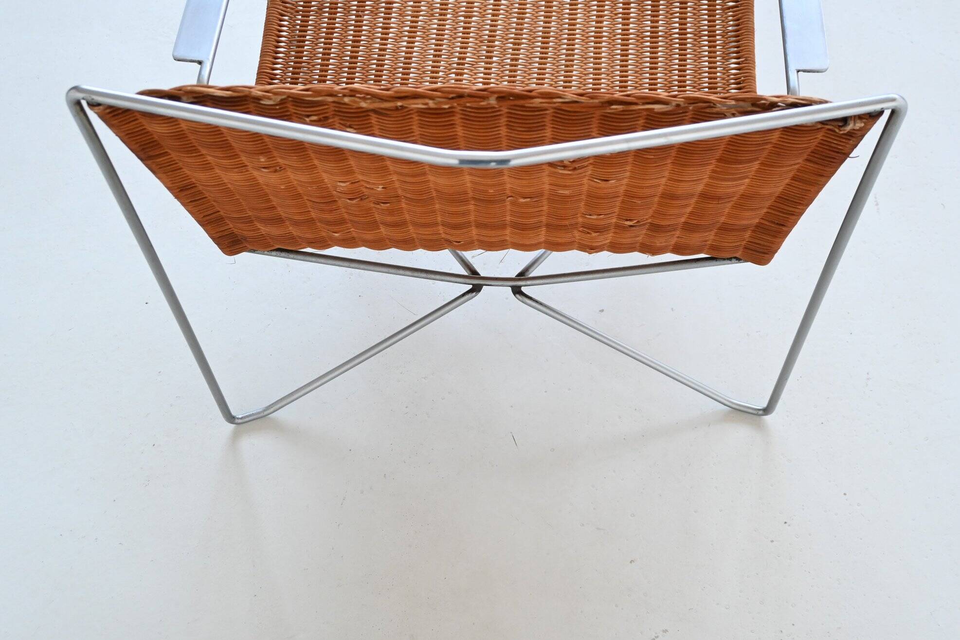 Pair of lounge chairs steel and rattan Gelderland The Netherlands 1964