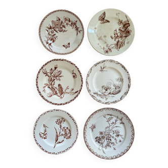 Série dépareillée de 6 assiettes plates anciennes