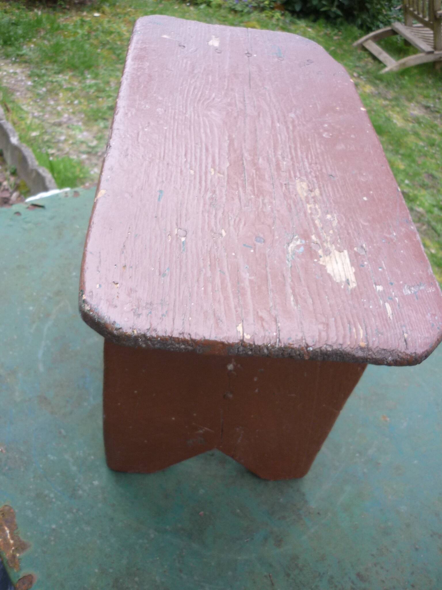 Vintage brutalist farmhouse stool bench