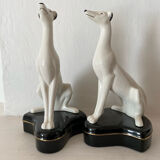 Paire de serres livres chiens lévriers années 60