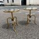 Pair of small side tables or end tables in gilded wrought iron, typical of the 1950s/1960s.