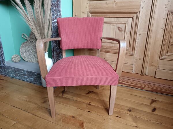 Fauteuil bridge rénové velours rouge