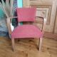 Refurbished bridge chair in red velvet