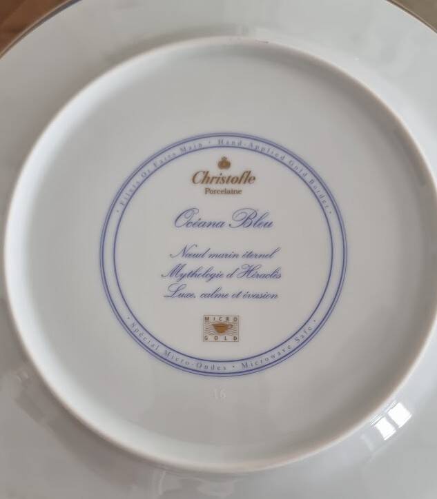 Christofle Océana Bleu dinner service, porcelain and fine gold