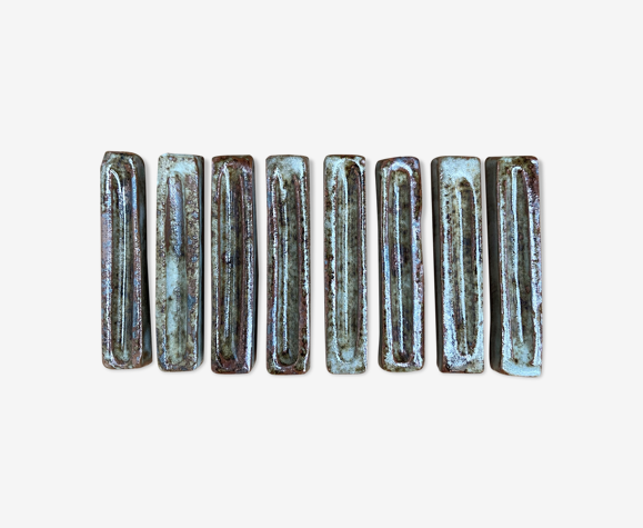 Set de 8 porte couteaux en grès émaillé