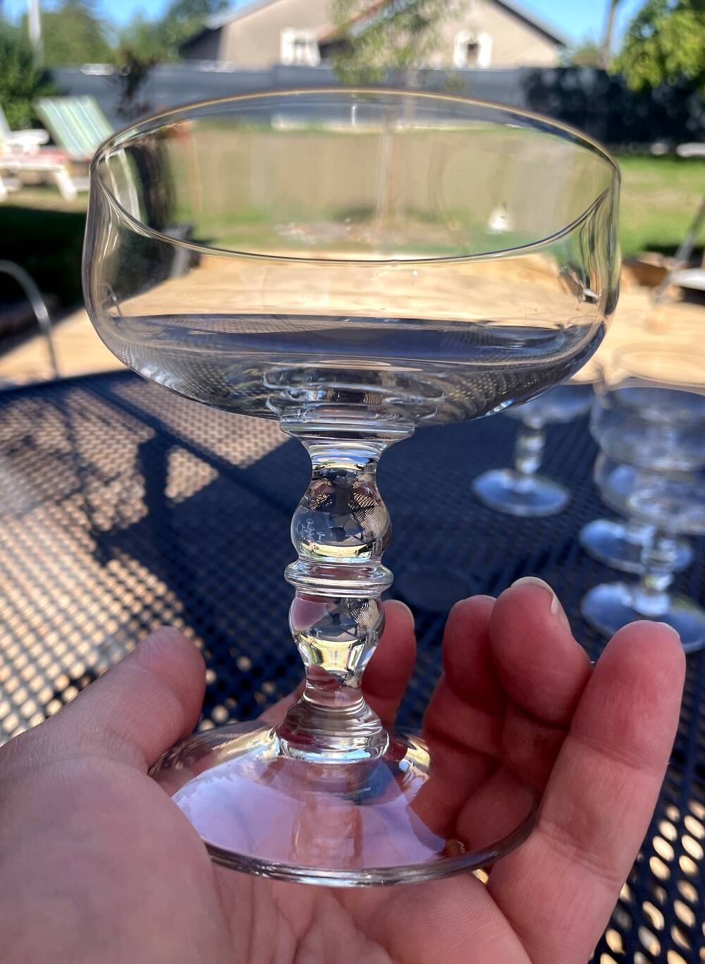 Set of 7 champagne glasses in crystal table art champagne cremant