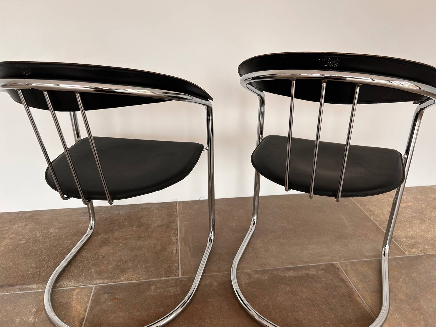 Chaises de bureau arrben italie années 70 chrome