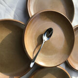 11 Dessert plates Brenne, speckled with caramel