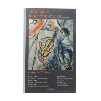 Marc chagall, nuits de la fondation maeght, 1987. offset poster