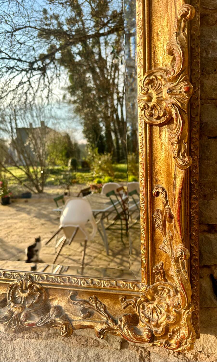 Large golden mirror