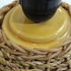Vintage wicker and ceramic lamp – 1970s – Natural bohemian lamp