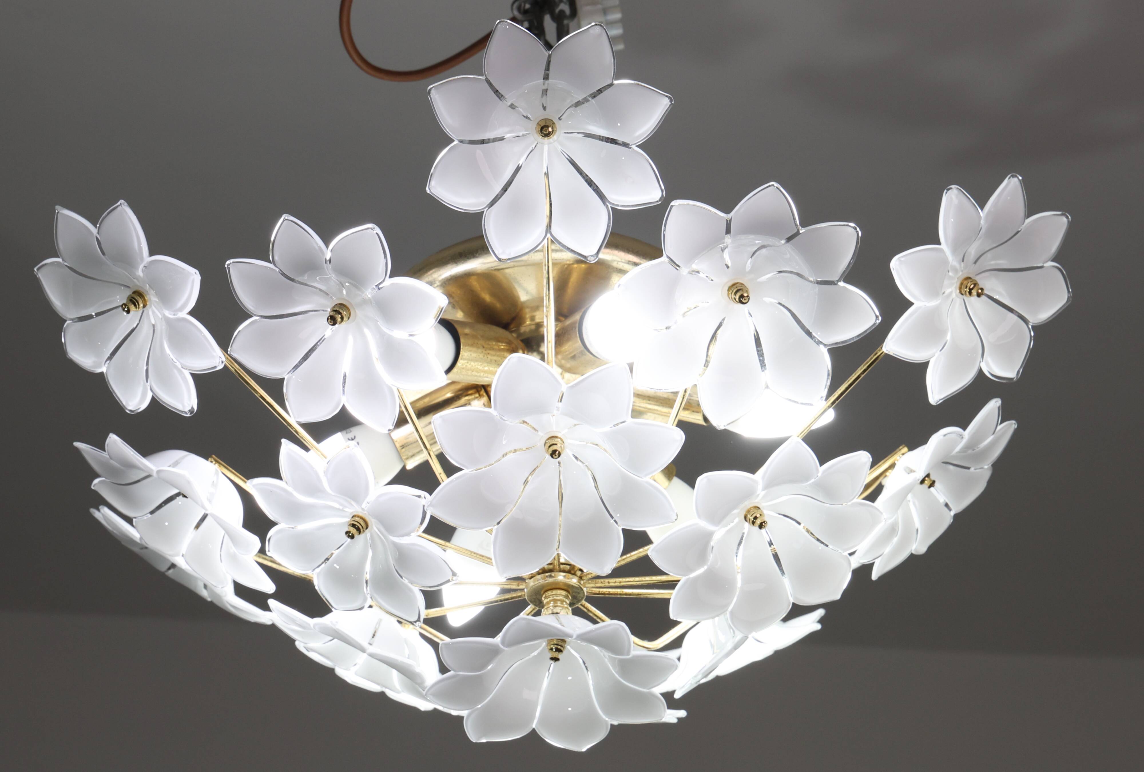 Audrey Hepburn, Delicious Murano Glass Ceiling Light White Wall Light Flowe