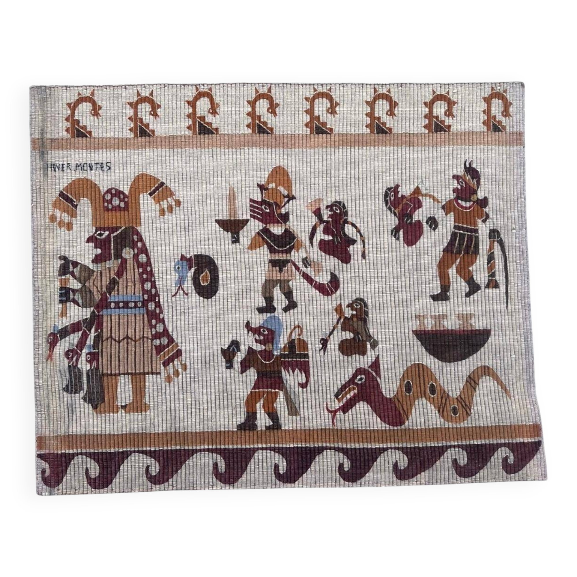 Belle tapisserie tribale péruvienne d'époque art déco