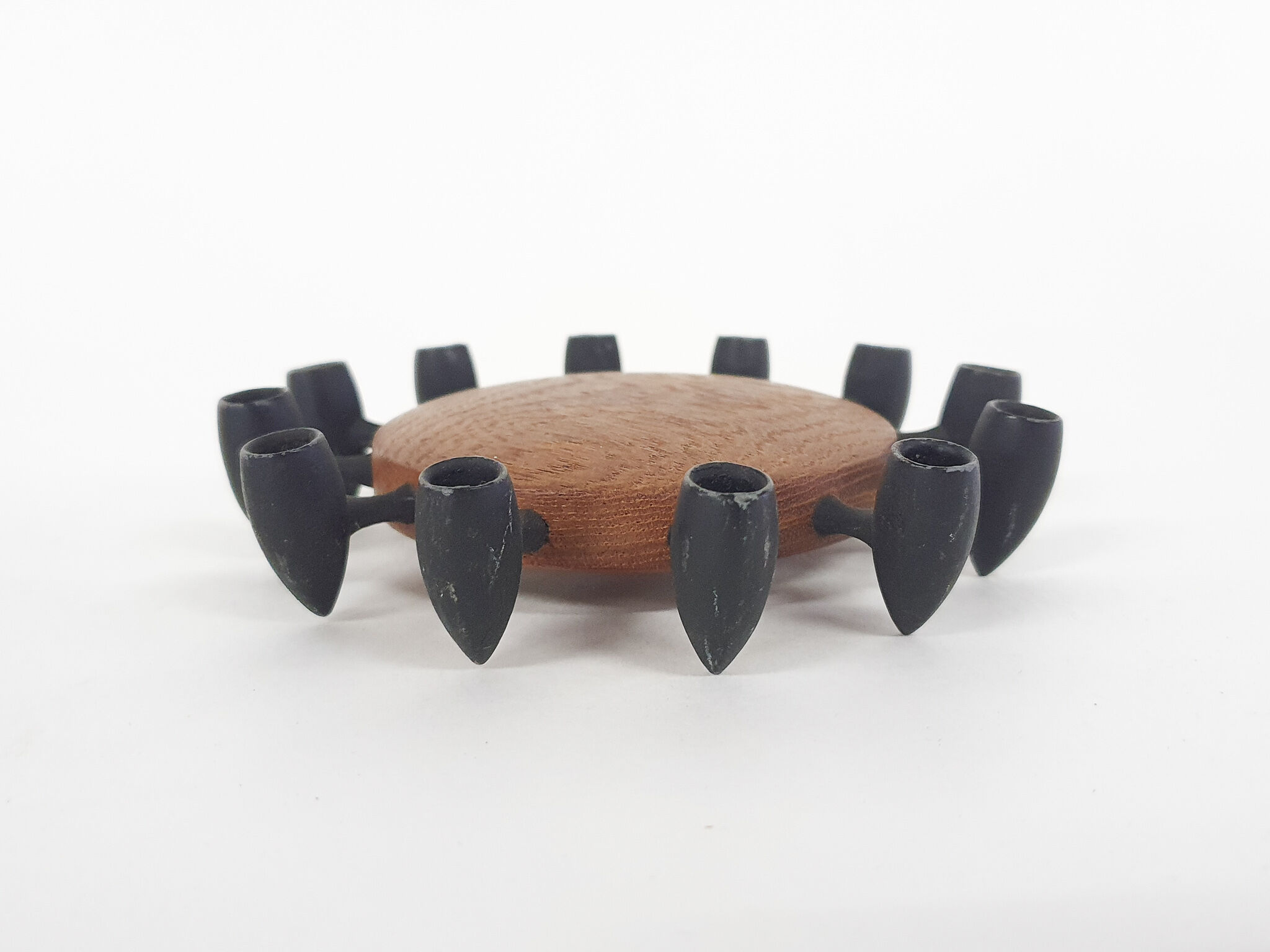 Round Teak and Metal Candleholder by Digsmed, Danish Design, 1964