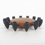 Round Teak and Metal Candleholder by Digsmed, Danish Design, 1964