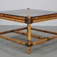 Vintage bamboo coffee table with smoked glass top