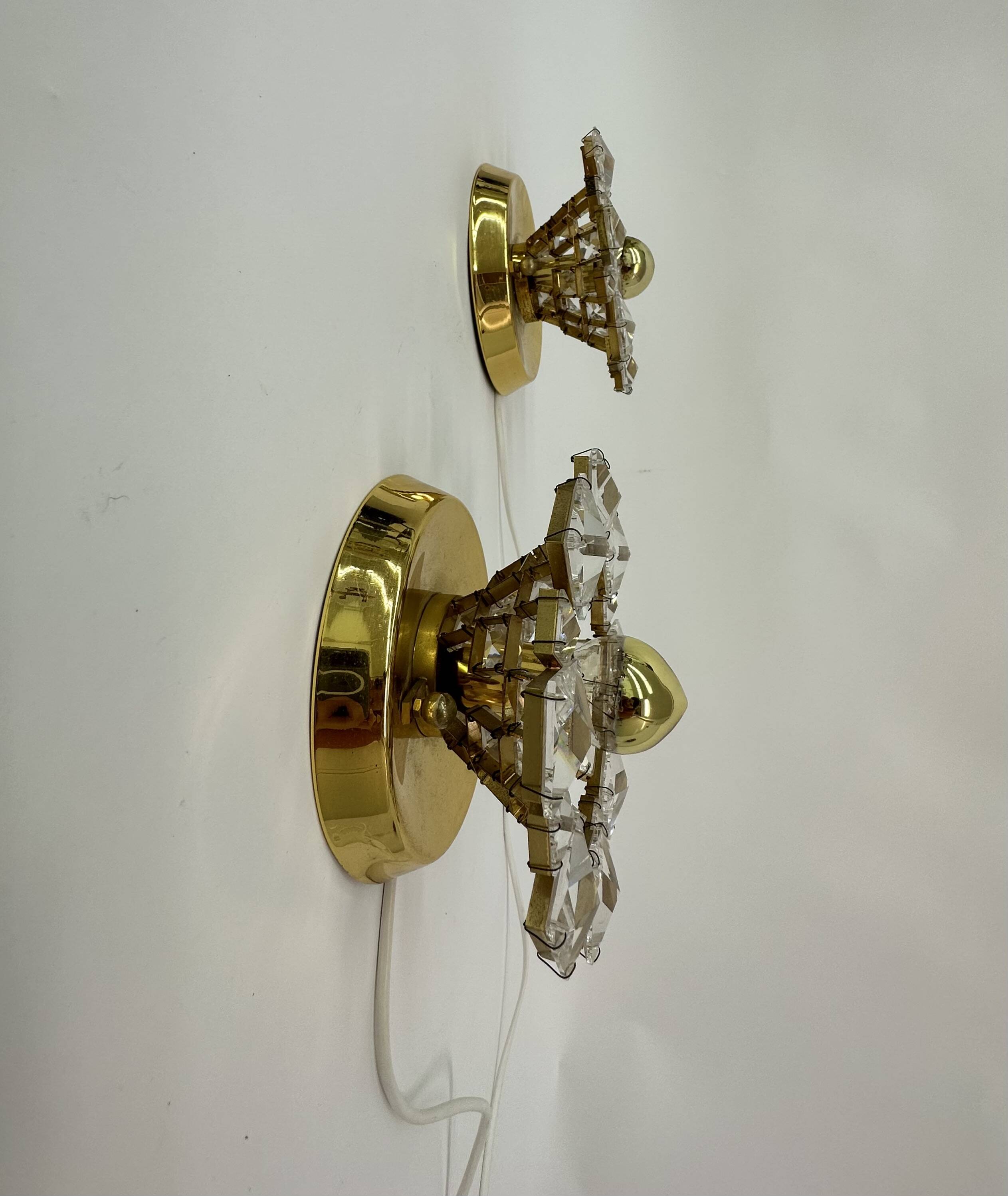 Set of 2 Palwa crystal wall lamps , 1970’s Germany