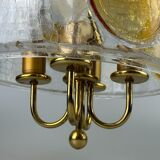 1960's 1970's brutalist ceiling lamp pendant lamp brass & murano glass