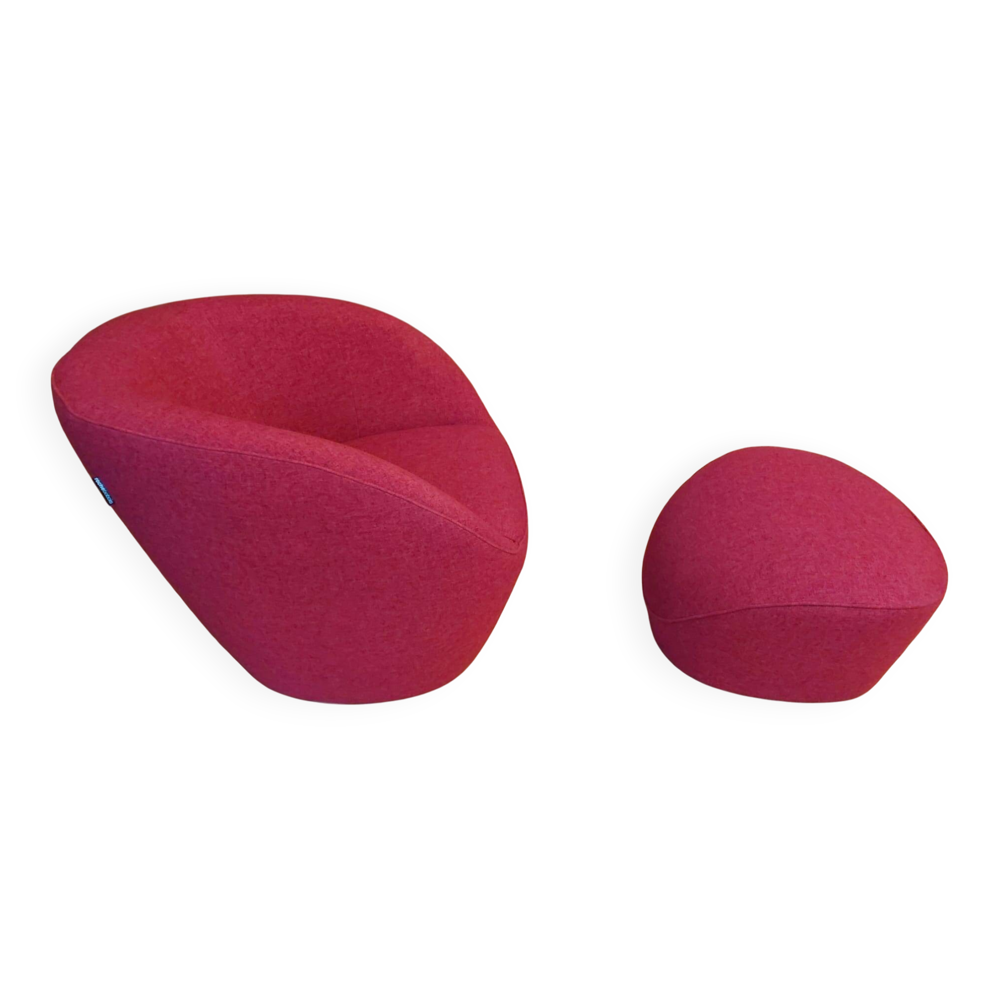 Edito swivel armchair and Edito pouf Rochebobois