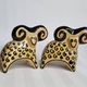 Two stylized rams in glazed ceramic, vintage, Kasakhstan