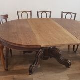 Table à pied central du 19e siècle avec rallonges -16 couverts