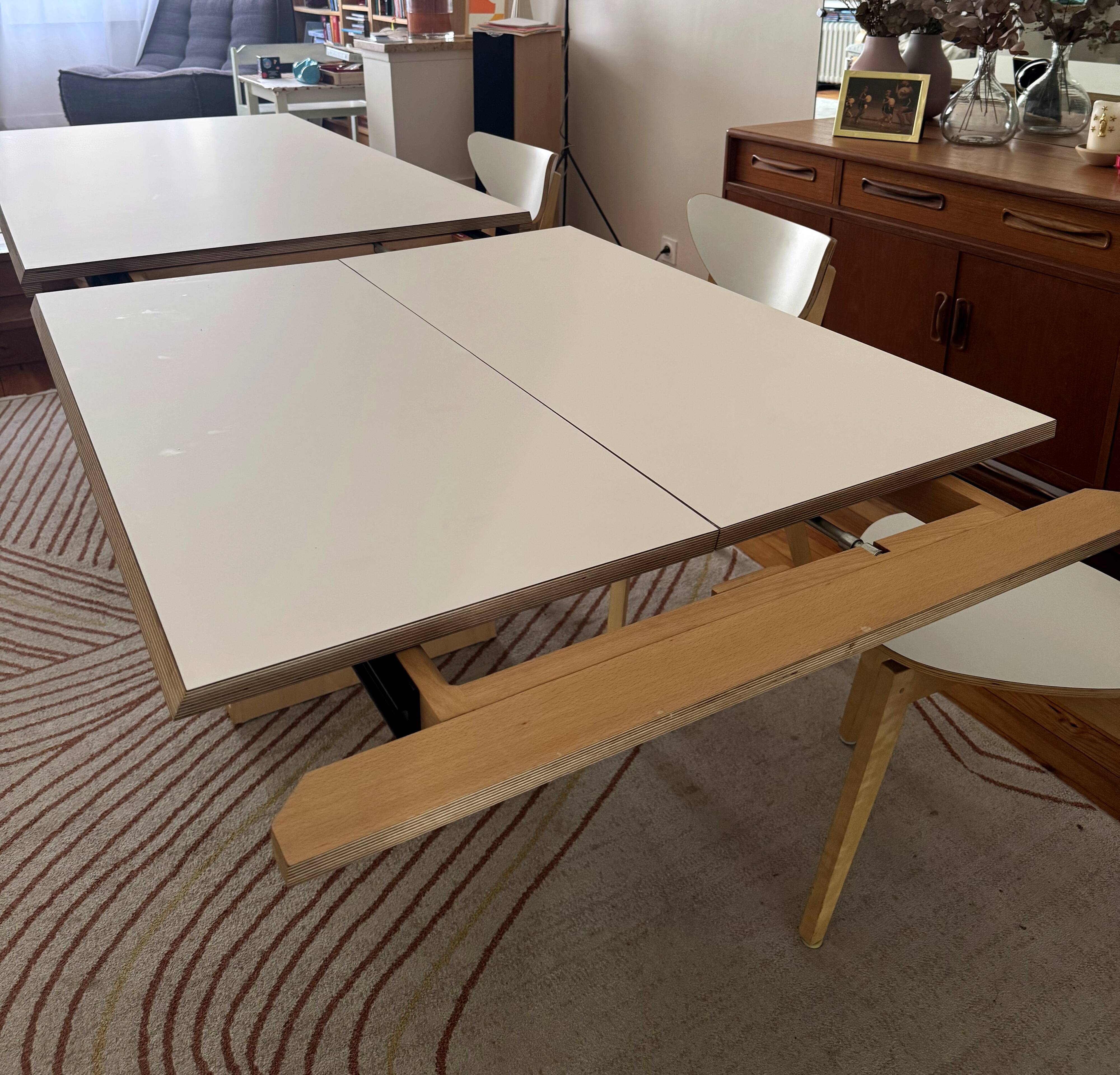 Extensible table Mood T1202 — Mobitec — White Fenix & walnut