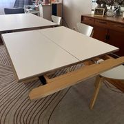 Extensible table Mood T1202 — Mobitec — White Fenix & walnut
