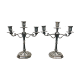 Pair of Italian tin candlesticks