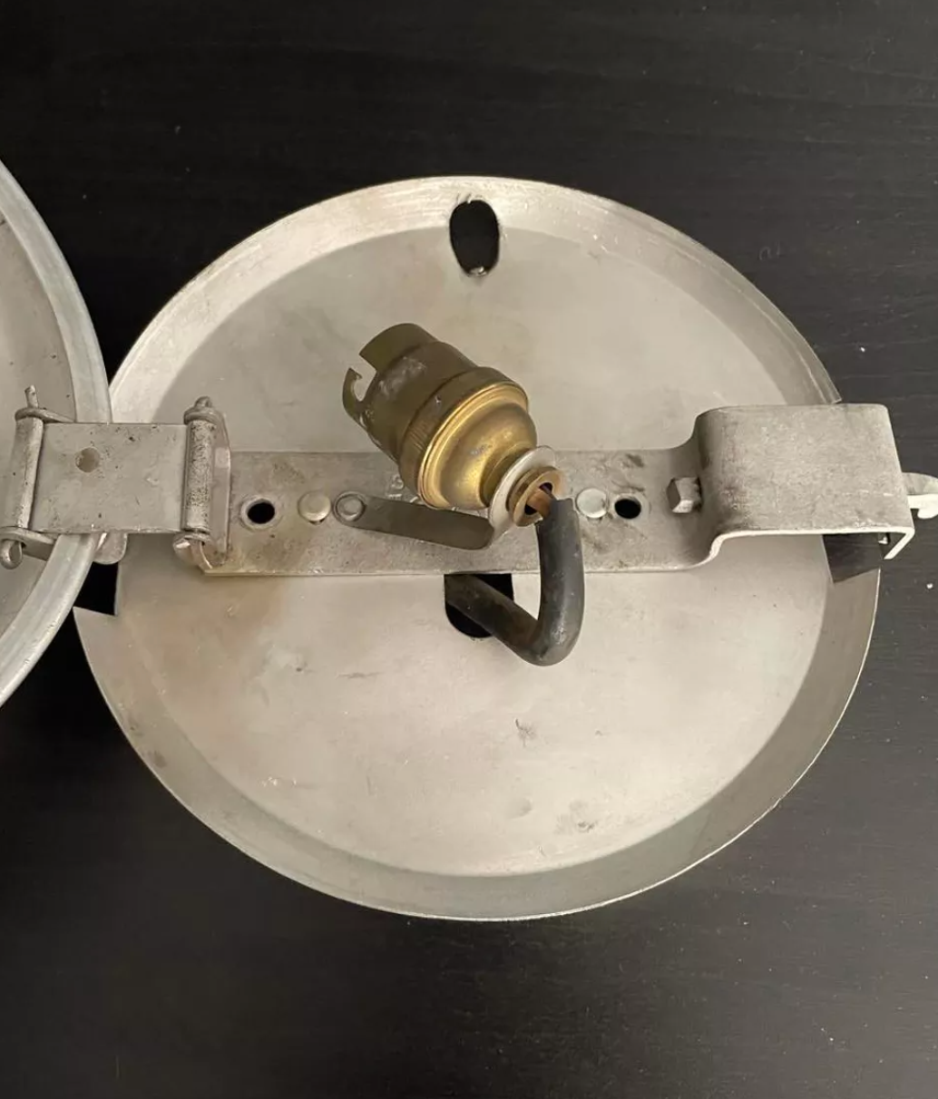 Pair of vintage chrome and opaline wall lamps, Gal Paris 1940