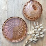 Pink glass bell with tray
