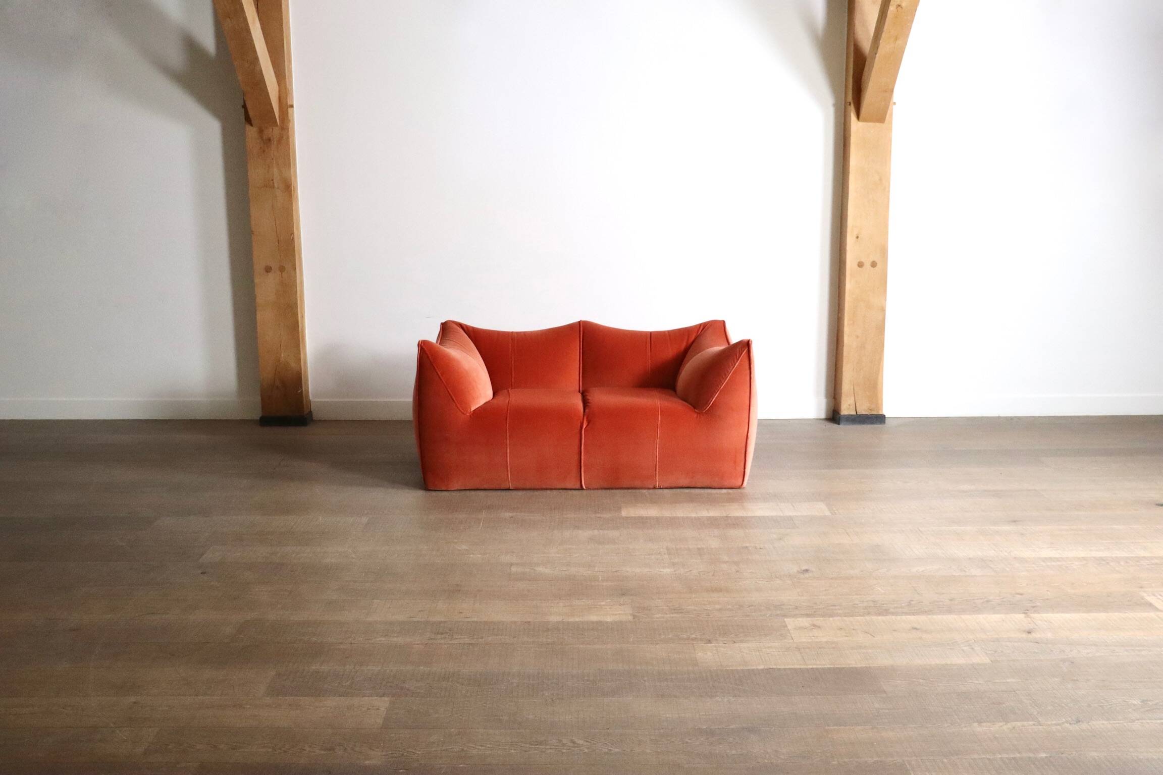 Le Bambole sofa in coral velvet By Mario Bellini For B&B Italia, 1970s