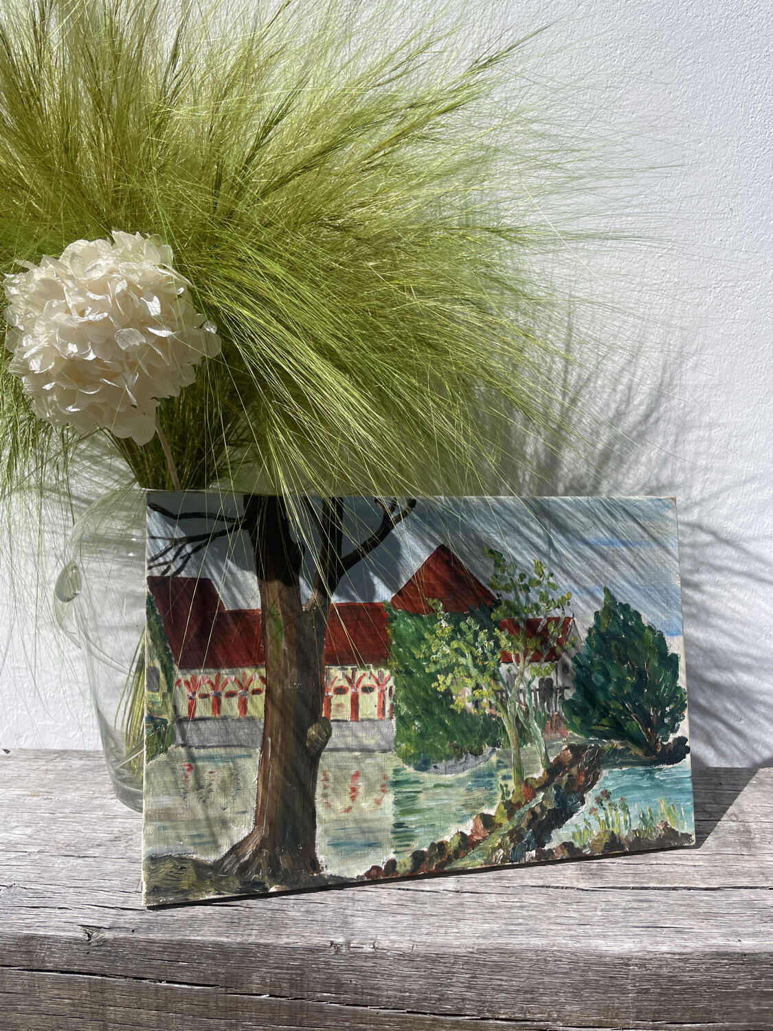 Old landscape painting oil on canvas