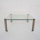Table basse carrée en laiton et verre par Peter Ghyczy pour Ghyczy, années 1970
