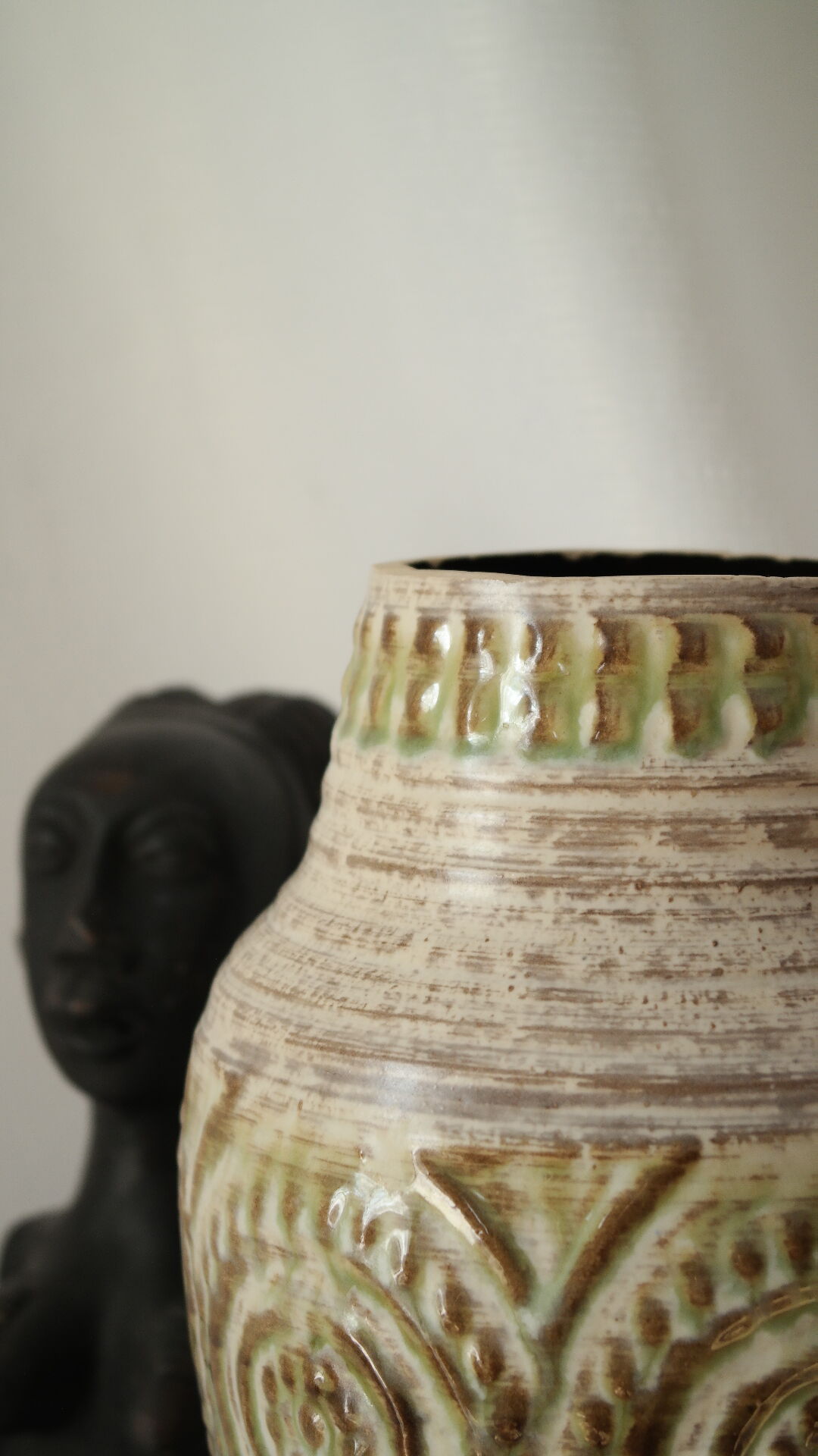 Low relief ceramic vase West Germany 1950