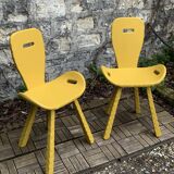 Chaises brutaliste ocre jaune 1960