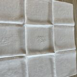 Nappe +12 serviettes avec monogramme brode
